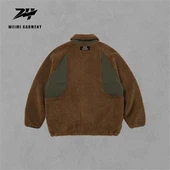 Herra svartur og brúnn sherpa flísjakki